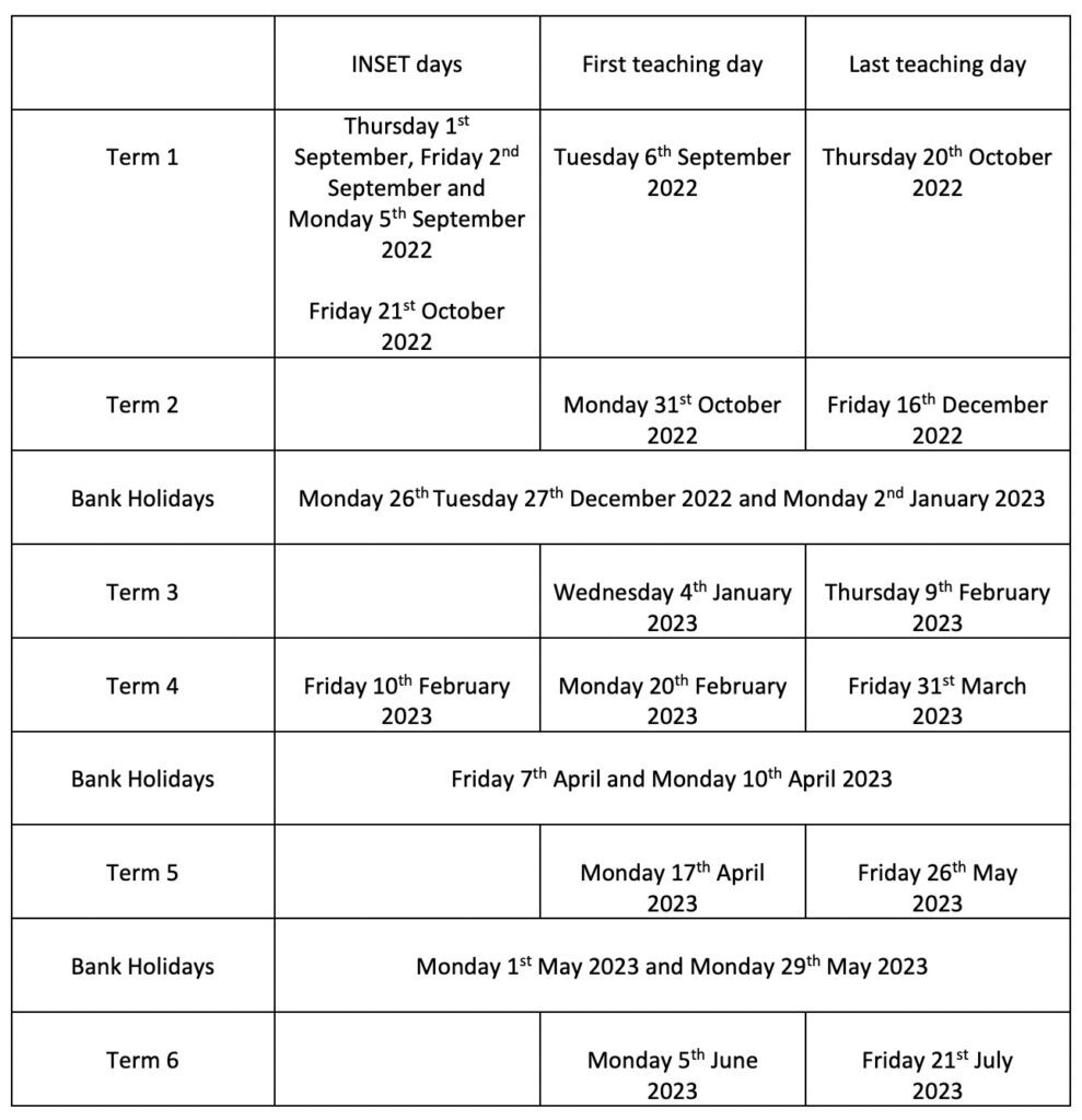 Term and School Diary Dates Our Lady of Good Counsel Catholic Primary School